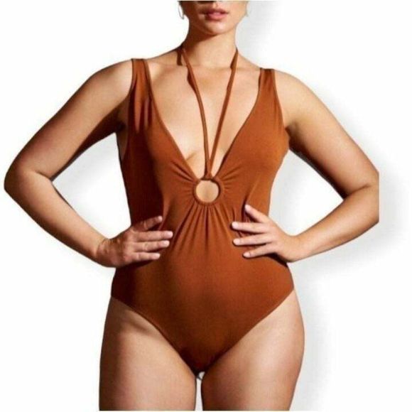 New without Tags 2X Women's Plus Size O-ring Strappy Deep V Neck Bodysuit - Picture 2 of 5